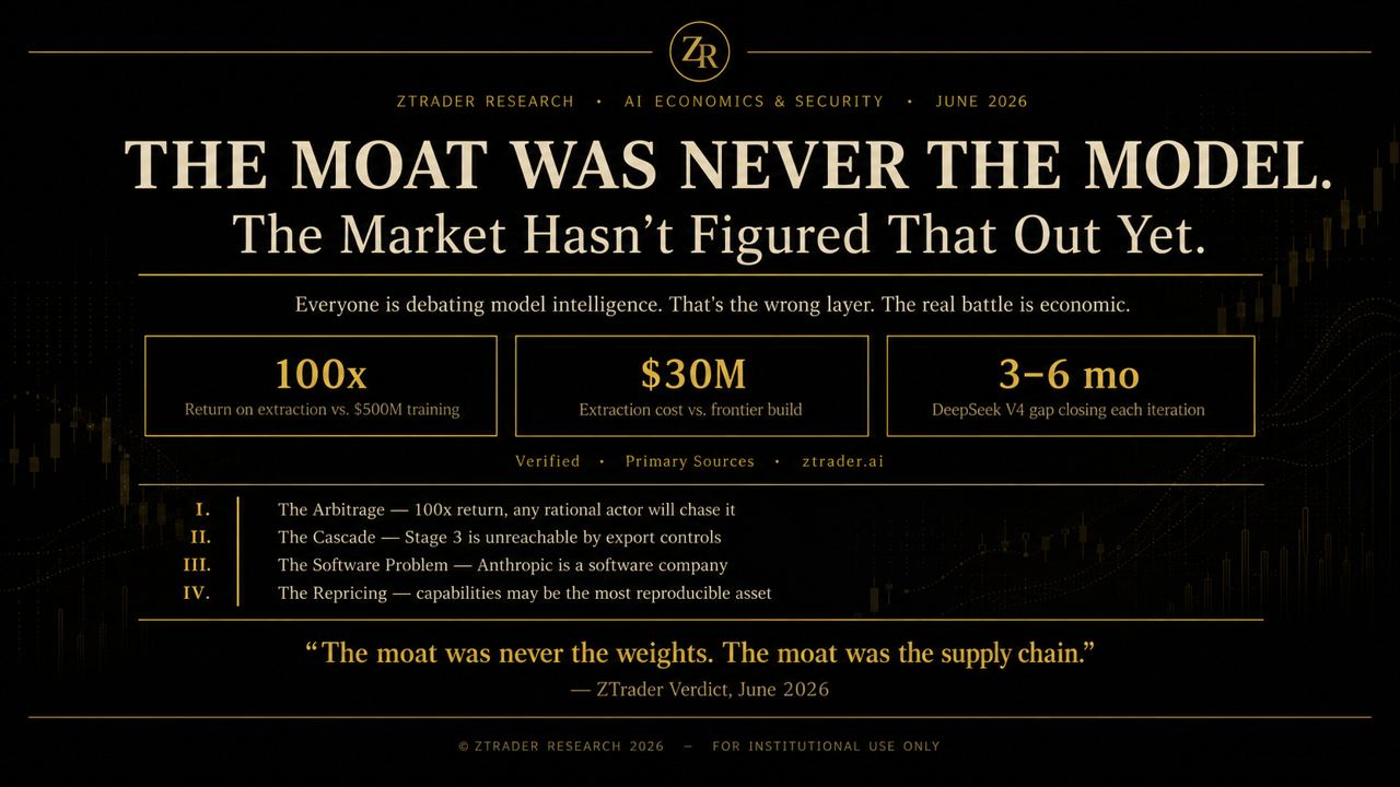 Cover for The Moat Was Never the Model. The Market Hasn't Figured That Out Yet.